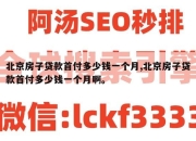 北京房子贷款首付多少钱一个月,北京房子贷款首付多少钱一个月啊。