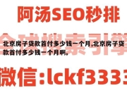 北京房子贷款首付多少钱一个月,北京房子贷款首付多少钱一个月啊。
