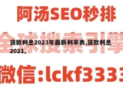 贷款利息2023年最新利率表,贷款利息 2021。