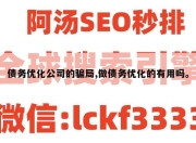 债务优化公司的骗局,做债务优化的有用吗。