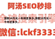 贷款10万元一年利息多少,贷款10万元一个月还多少。