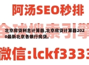 北京房贷利息计算器,北京房贷计算器2020最新北京各银行房贷。