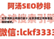北京贷款公司排行前十,北京贷款公司有些比较好些的。