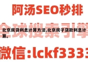 北京房贷利息计算方法,北京房子贷款利息计算。