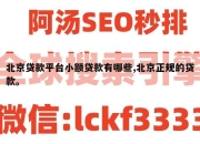北京贷款平台小额贷款有哪些,北京正规的贷款。