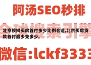 北京按揭买房首付多少比例合适,北京买房贷款首付最少交多少。
