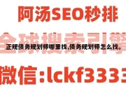 正规债务规划师哪里找,债务规划师怎么找。