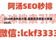 2020房贷利息计算,最新房贷利息计算器2020。