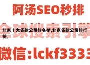 北京十大贷款公司排名榜,北京贷款公司排行榜。