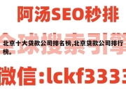 北京十大贷款公司排名榜,北京贷款公司排行榜。