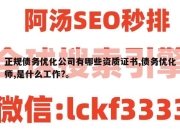 正规债务优化公司有哪些资质证书,债务优化师,是什么工作?。