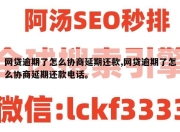 网贷逾期了怎么协商延期还款,网贷逾期了怎么协商延期还款电话。
