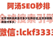 北京贷款买房首付多少比例合适,北京贷款购房首付多少。