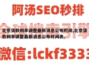 北京贷款利率调整最新消息公布时间,北京贷款利率调整最新消息公布时间表。