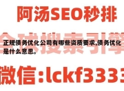 正规债务优化公司有哪些资质要求,债务优化是什么意思。