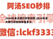 2024年各大银行存款利率,2024年各大银行存款利率是多少。