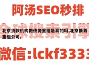 北京贷款机构做债务重组是真的吗,北京债务重组公司。