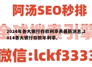 2024年各大银行存款利率表最新消息,2014各大银行存款年利率。