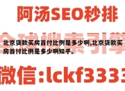 北京贷款买房首付比例是多少啊,北京贷款买房首付比例是多少啊知乎。