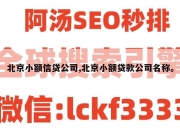北京小额信贷公司,北京小额贷款公司名称。