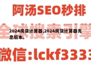 2024房贷计算器,2024房贷计算器先息后本。