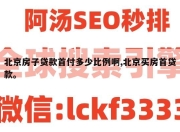 北京房子贷款首付多少比例啊,北京买房首贷款。