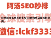 北京按揭买房首付多少,北京购房贷款首付比例。