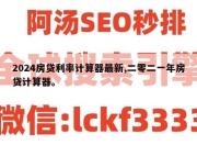 2024房贷利率计算器最新,二零二一年房贷计算器。