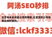 北京有名的贷款公司有哪些,北京贷款公司有些比较好些的。