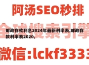 邮政存款利息2024年最新利率表,邮政存款利率表2020。