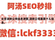 北京贷款公司信息泄露,贷款公司暴露个人信息。