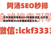 北京贷款利率表2024年最新消息,北京贷款利率表2024年最新消息公布。