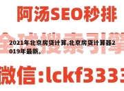 2021年北京房贷计算,北京房贷计算器2019年最新。