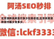 北京贷款买房首付多少比较合适,北京买房贷款首付最少交多少。