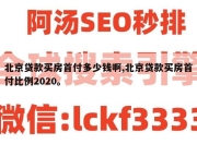 北京贷款买房首付多少钱啊,北京贷款买房首付比例2020。