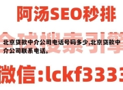 北京贷款中介公司电话号码多少,北京贷款中介公司联系电话。