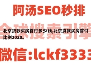 北京贷款买房首付多少钱,北京贷款买房首付比例2020。