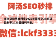 北京贷款基准利率2020年是多少,北京贷款利率2021最新利率表。